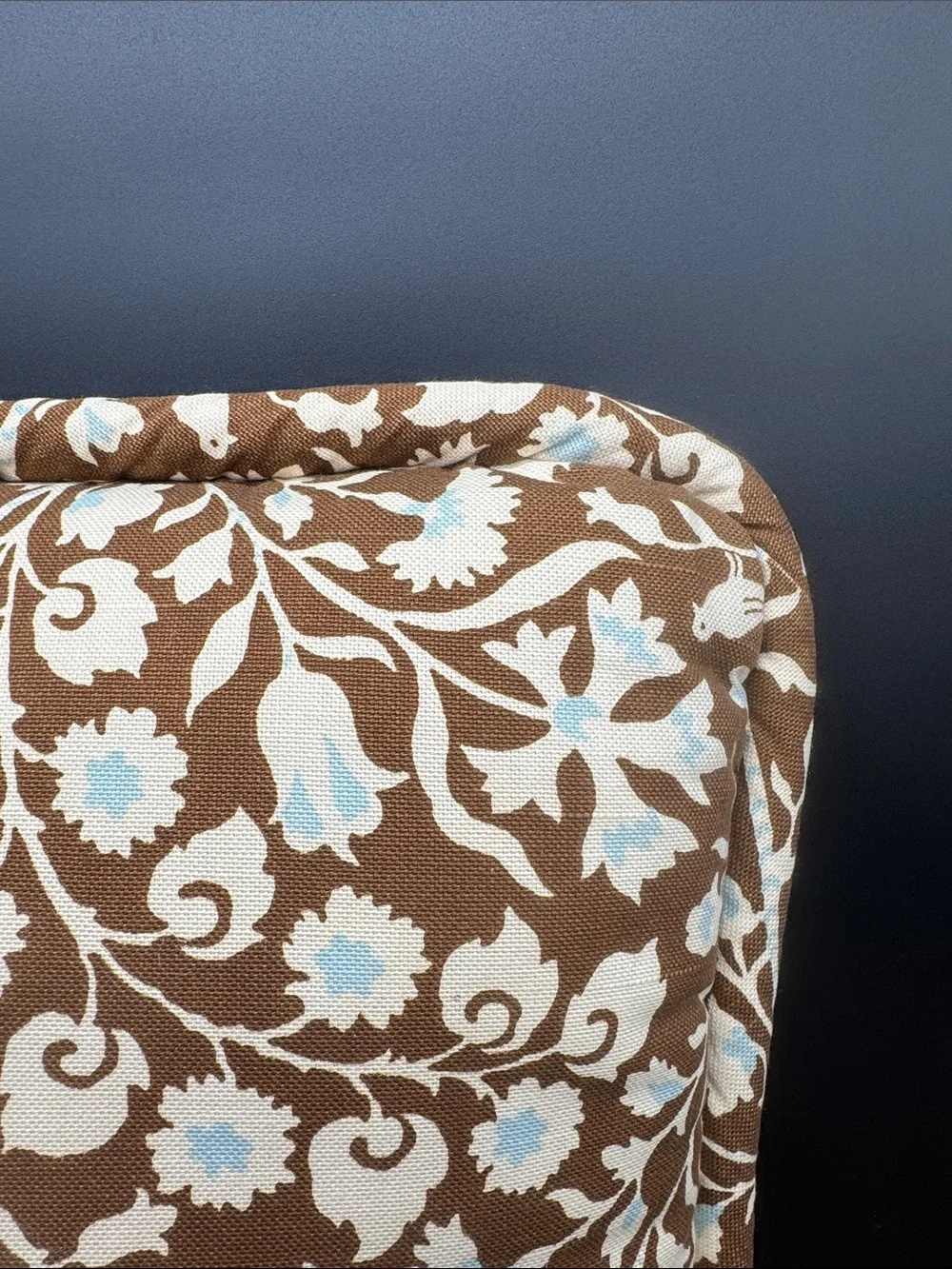 Brown Block Print Decorative Throw Pillows Set of 3 Bird Tree Motif